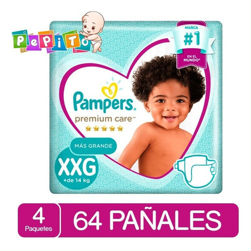 Pañales Pampers Premium Care Tallas M G Xg Xxg X4paquetes Tamaño Extra extra grande (XXG) 64 unidades