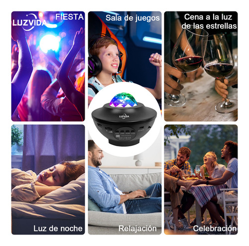 Luzvida 360° Luces De Escenario Fiestas Con Altavoz Bluetooth Multimodo Y Multicolor Auto Cañones Led Proyector De Estrellas Galaxia Lampara Rgb Dj Led Cabezas Roboticas Beam Fiestas, Boda Bar Ktv