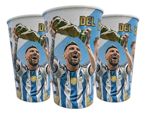 Vaso De Polipapel Seleccion Argentina Grande 360cc X8 Color Celeste