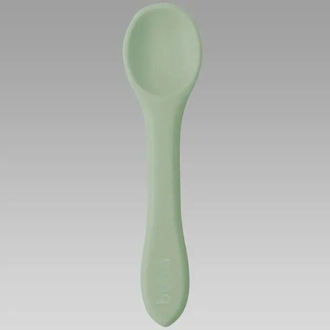 Colher Infantil Bebê Em Silicone Flexível Menino Menina Buba Cor Verde