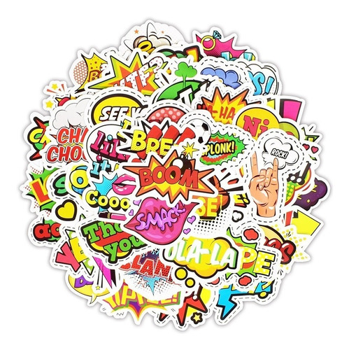 Set De 50 Stickers Calcomanias Expresiones Cool Sin Repetir