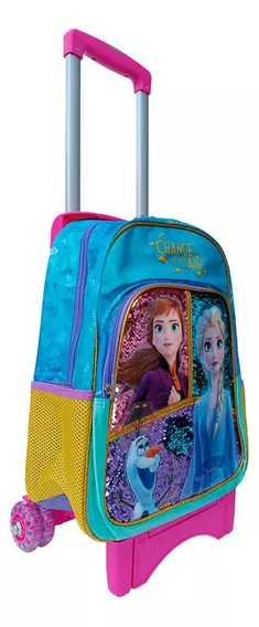 Mochila Frozen Lentejuelas Ruedas Primaria Carrito 100% Ruz