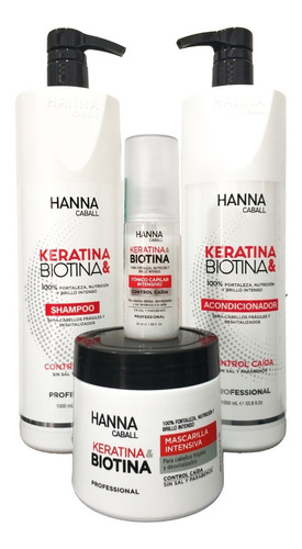 Kit 1 Lt Hanna Caball Keratina Biotina Control Caida  