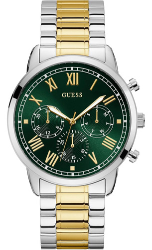 Reloj De Pulsera De Dos Tonos Con Esfera Verde Clásica,