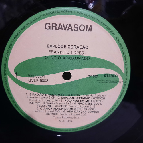 Lp Frankito Lopes - Explode Coração (Usado)