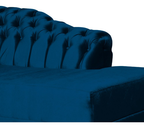 Recamier Divã Styllus Lado Direito Veludo Azul Marinho