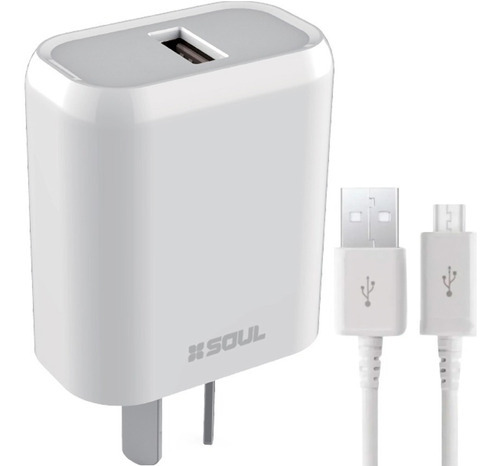 Cargador Rápido Soul 2.4a One Charge + Cable Micro Usb