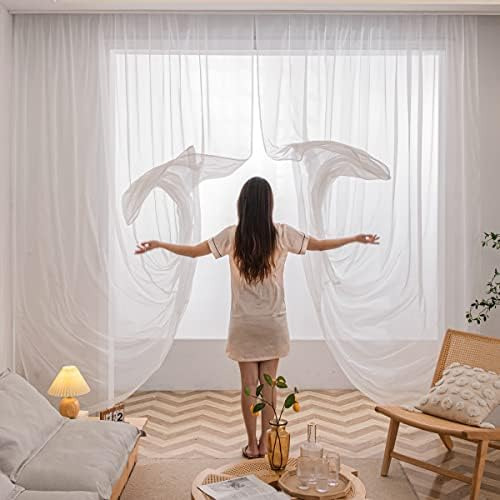 Cortinas Transparentes Blancas Para Ventana De 84 Pulgadas D