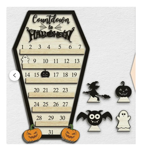 Cuenta Regresiva Calendario Halloween Ataud En Madera