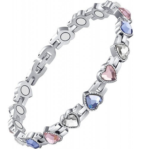 Pulsera Magnética De Diamantes Ajustable En Forma De Corazón