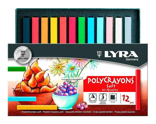 Set 12 Pasteles Blandos Lyra Polycrayons