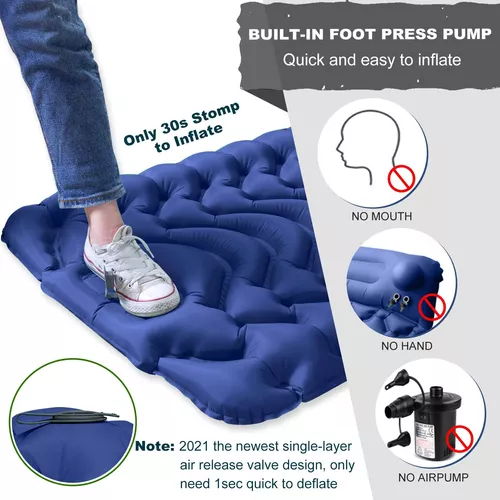  FRIGEDAEG Colchoneta de dormir para camping, colchoneta de  dormir ultraligera de 77 x 26 pulgadas, colchoneta inflable impermeable  para camping, colchón de aire para mochileros, colchoneta para dormir para  senderismo, viajes (