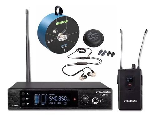 Sistema Monitoreo Intraural Ross + Auricular In Ear Shure