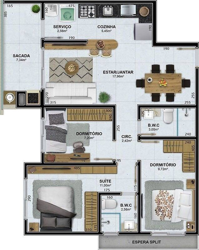Imagem 5 de 5 de Apartamentos Com 3 Dormitórios- Barreiros - 3620
