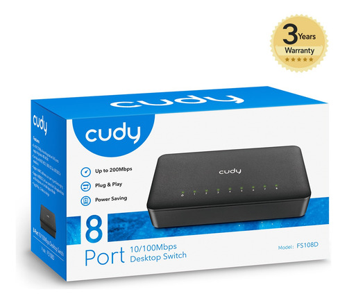 Switch 8 Puertos 10/100 Mbps Cudy Fs108d