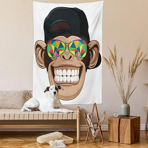 Tapiz De Dibujos Animados De , Divertido Mono Hipster Con Ga