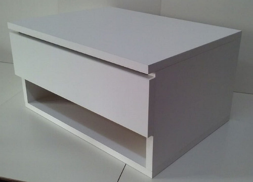 Imagen 2 de 8 de Mesa De Luz Flotante Mesita De Luz Moderna 1 Cajon Blanca