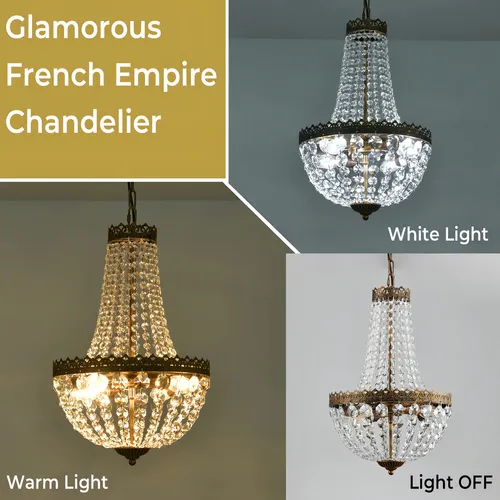 Kaiqi 4 Luces Estilo Imperio Frances, Mini Lampara De Crista