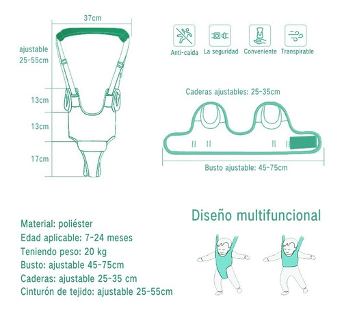 Asiento Ajustable 3 En 1 Para Bebés De 7 A 24 Meses