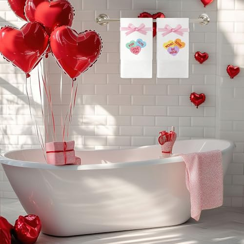2 Toallas De Mano De San Valentín De Algodón Bordadas Con Co