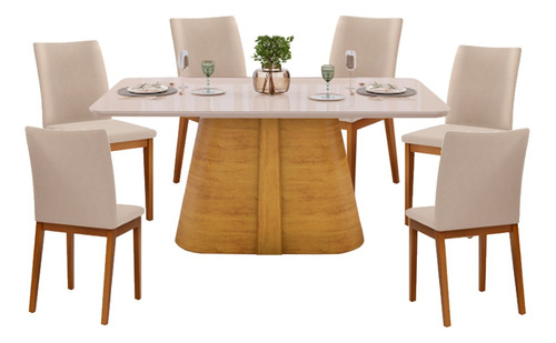 Juego Comedor Mesa 6 Sillas Tapizadas Mdf Violeta 4938