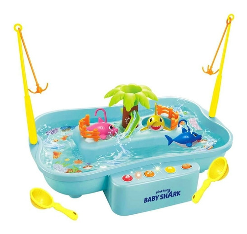 Brinquedo Infantil Pescaria Com Música Baby Shark E 6 Peixes