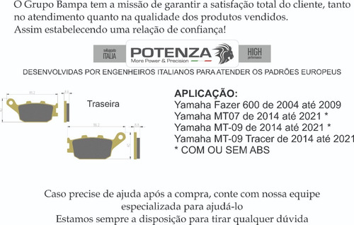 Pastilha Freio Potenza Sint Tras Yamaha Mt-09 Mt-07 174gp
