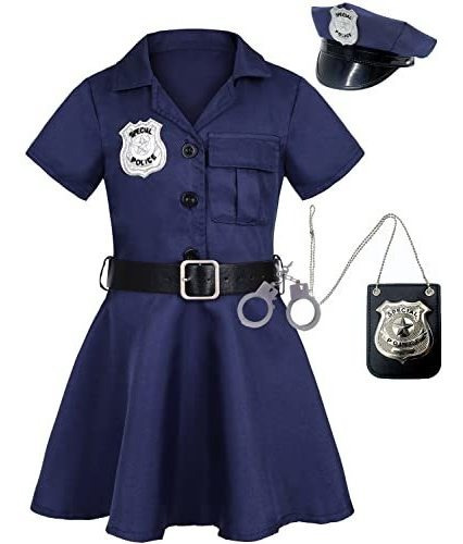 Disfraz Talla (7-8 Años) Para Niña De Policía Halloween
