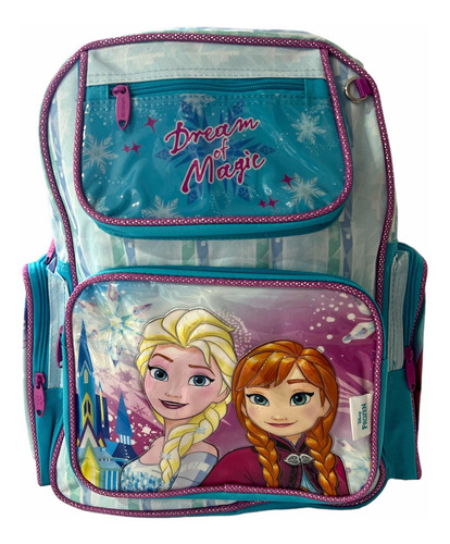 Mochila Escolar Primaria Frozen Unica Con Reflejos Y Detalle