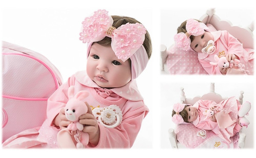 Imagem 2 de 9 de Bebe Reborn Boneca Realista Barata 53cm Pérolas Princesa