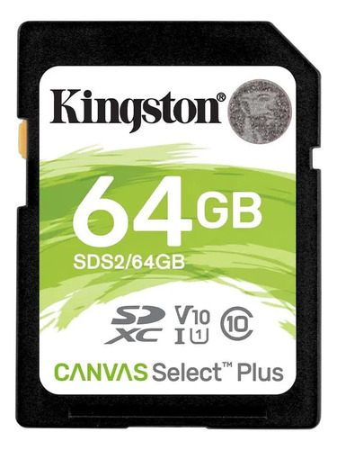 Tarjeta Sd Kingston Canvas Select Plus Clase 10 64gb 100mb/s
