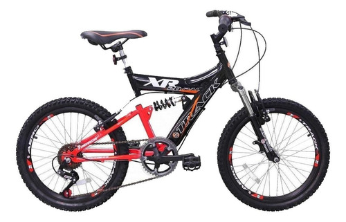 Mountain bike infantil TK3 Track XR 20 15" 6v freios v-brakes câmbios Track Index cor preto/laranja