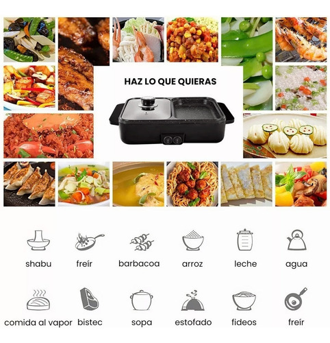 . 2 En 1 Sartén Eléctrico Antiadherente 1200w Portatil Hogar