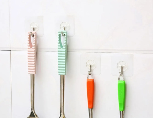 Pack 10 Unidades Gancho Para Pared / Metálico Con Adhesivo