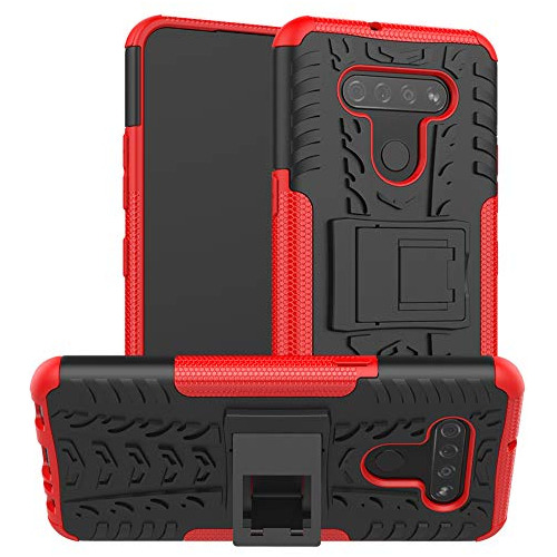 Funda Para LG K51 LG Q51 Rojo Hybrid-02