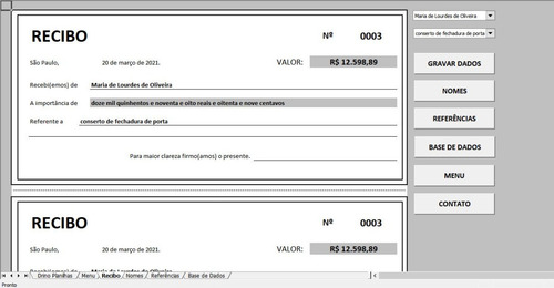 Planilha Para Impressão De Recibo Aluguel Salva Automático