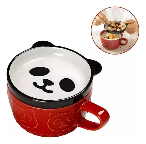Juego De Taza Con Plato Diseño De Animales Kawai Panda