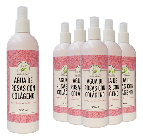 Agua De Rosas Con Colágeno (500ml) 6 Pack