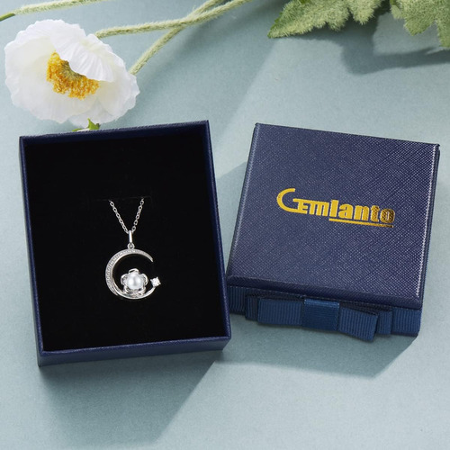 Collar De Perlas Con Piedra Natal De Junio De Plata De Ley 9
