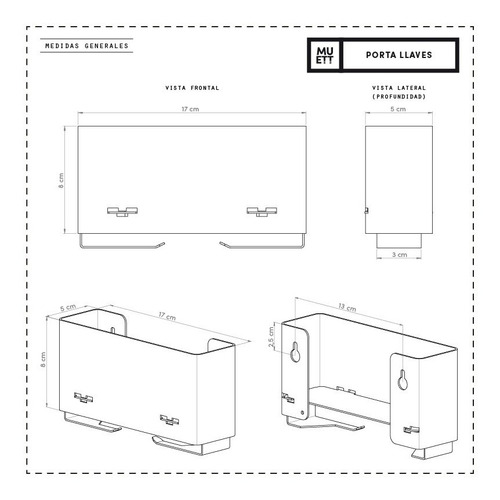 Imagen 4 de 9 de Porta Llaves De Pared Recibidor Metálico Diseño Orig. Muett