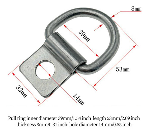 Anclaje De Con Bucle En D, Gancho De 14 Mm Sin Tornillo
