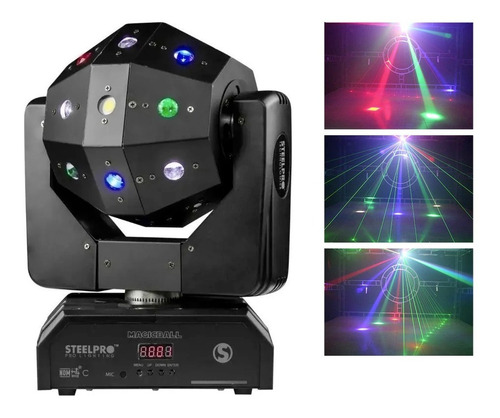 Moving Magic Ball Laser/strobo/leds Rgbw Dmx Bivolt 110V/220V