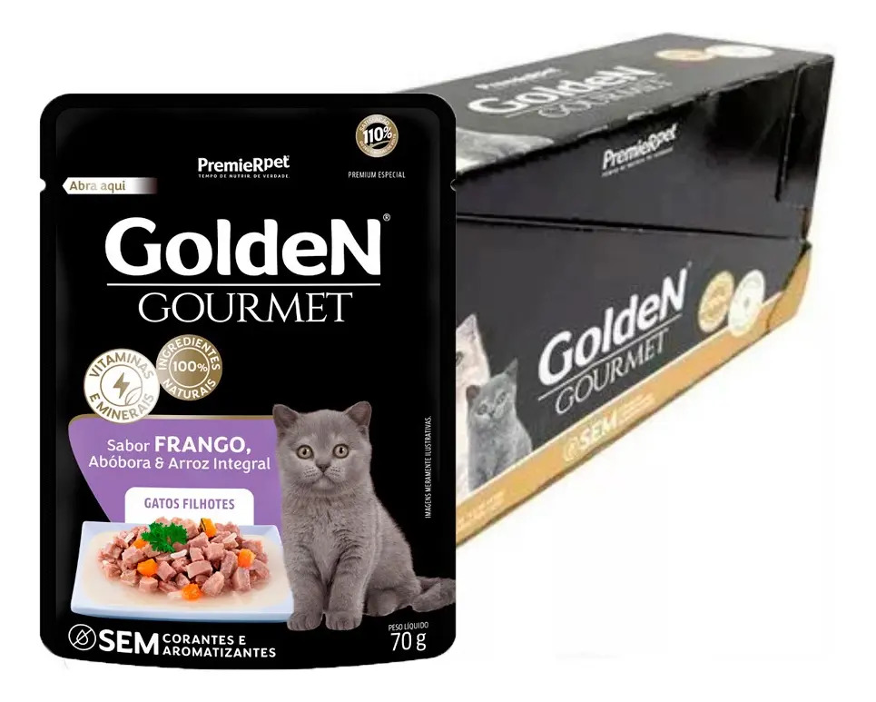 Kit 20un Ração Úmida Golden Gourmet Gatos Filhote Frango 70g