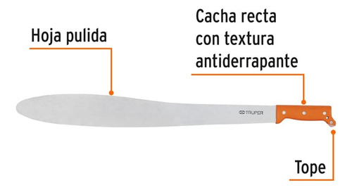 Machete Caguayano 24 Cacha Naranja Remachada, Truper. 15873