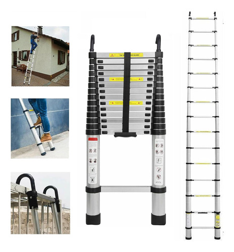 Escalera De Extensión De 14.4 Pies Con Gancho Desmontable