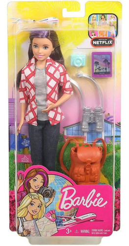 Skkiper Barbie Dreamhouse Adventures Vamos de Viaje Muñeca con Accesorios