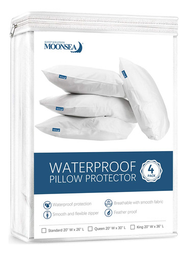 Protectores De Almohada Impermeables King Con Cremallera, Pa