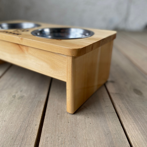 Imagen 3 de 7 de Comedor Comederos Para Perros Y Gatos En Madera Fijo Talla S