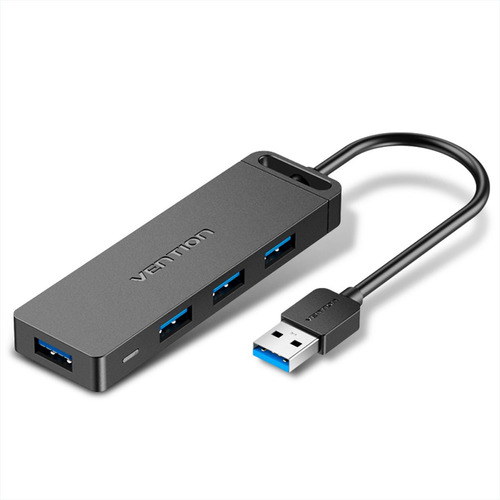 Hub Adaptador Usb A 3.0 4 Portas Ssd Pendrive 50cm Vention Cor Preto