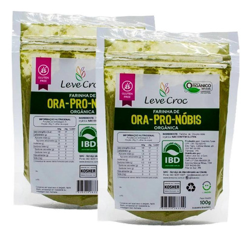 Kit 2x: Farinha Óra-pro-nóbis Orgânica Sem Glúten Leve Croc